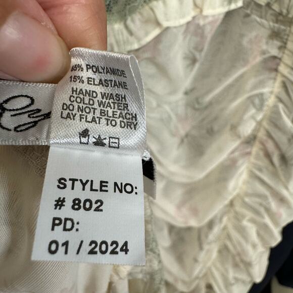 Rya Collection Andorra Floral Chemise Dress & Thong Set Ruched Sexy Lace Sheer L - Picture 12 of 13